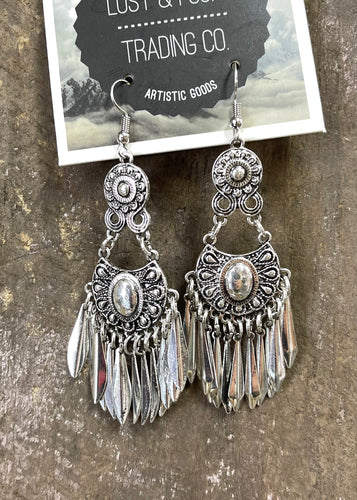 Silver Antique Chandelier Earrings - Farm Town Floral & Boutique